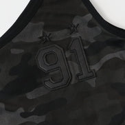 bad blood - Vintage Club One Shoulder Tank (Black Camo)