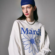 MARDI MERCREDI -  SWEATSHIRT FLOWERMARDI_WHITE VIVIDBLUE