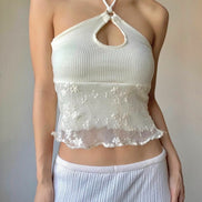 TH FLOWER LOOP LACE SLEEVELESS (WHITE)