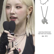(yeji同款) OFUSE - pearl drop choker (rose)