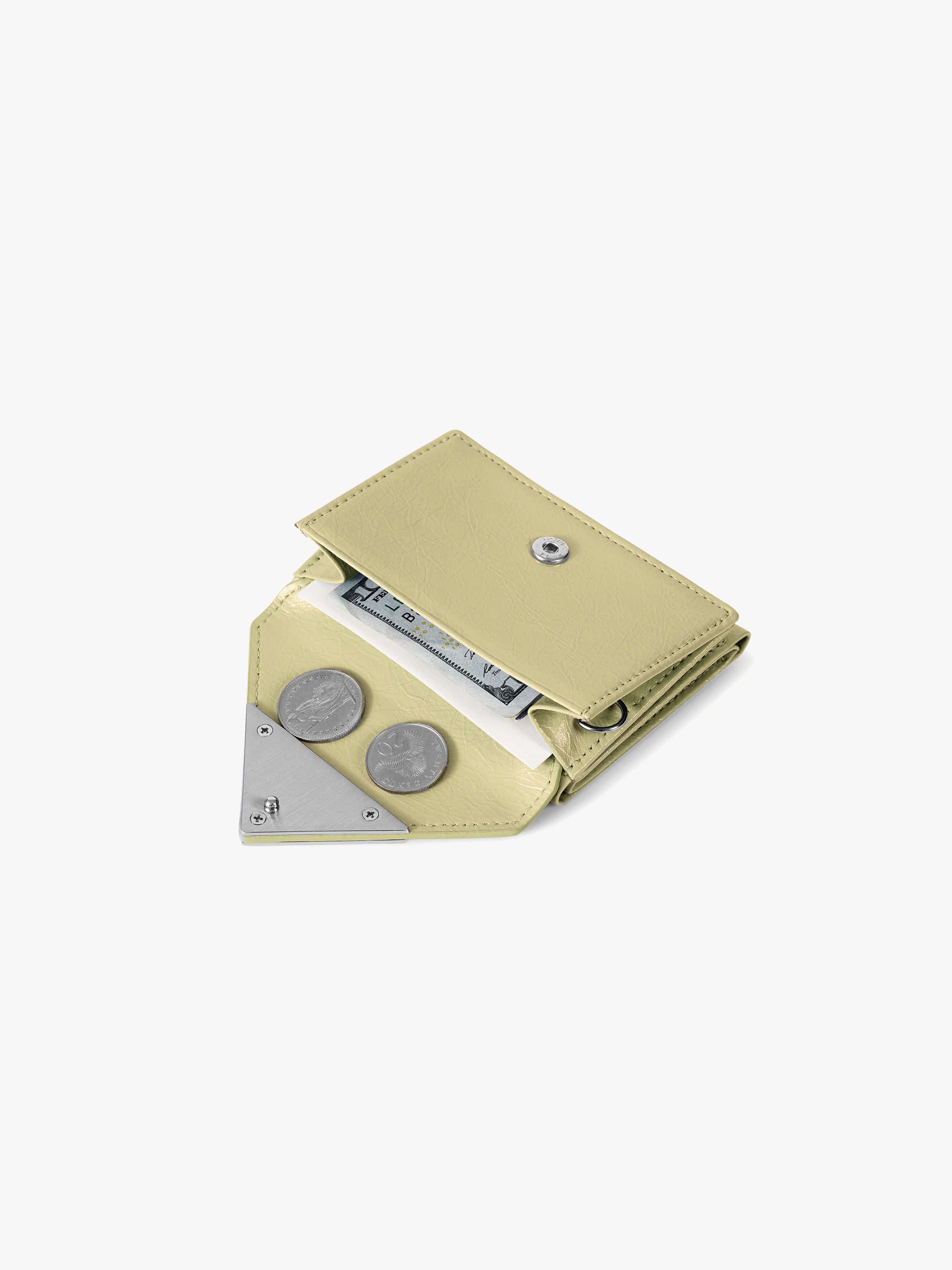 CRINKLE TRIANGLE TRIPLE WALLET (SOFT OLIVE)