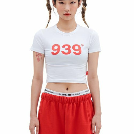 939 LOGO CROP TOP (WHITE)
