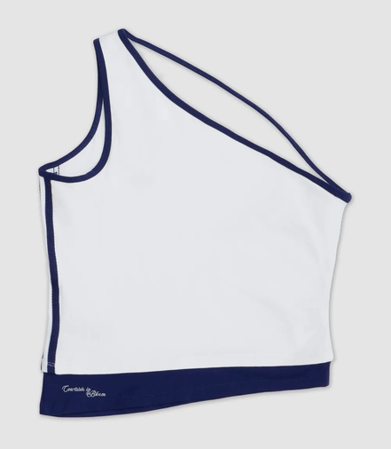 adidas tank off shoulder (white blue)