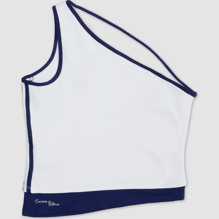 adidas tank off shoulder (white blue)