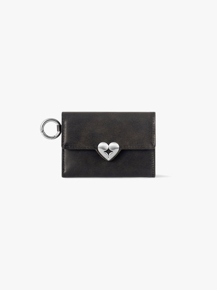 HEARTY FLAP WALLET with O-RING (BROWN)