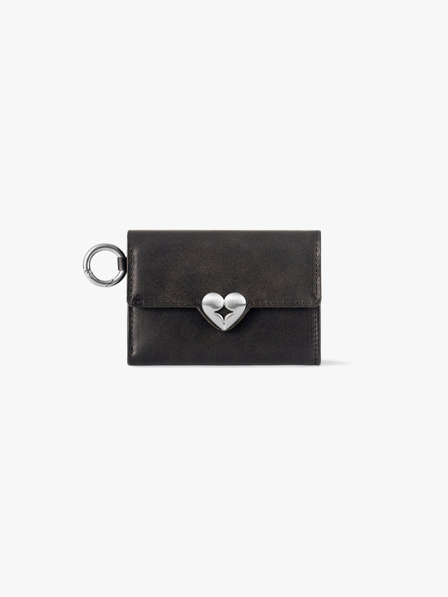HEARTY FLAP WALLET with O-RING (BROWN)