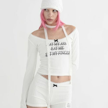 BAD BLOOD - EAT ME LONG SLEEVE TEE (WHITE)
