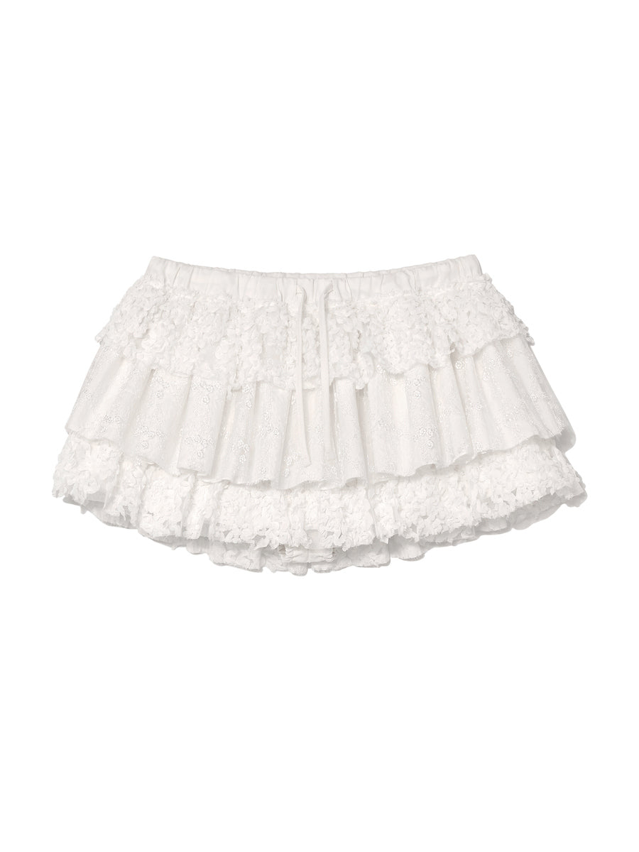 (現貨) glowny - girlfriend lace ruffle mini skirt (WHITE)