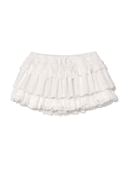 (現貨) glowny - girlfriend lace ruffle mini skirt (WHITE)