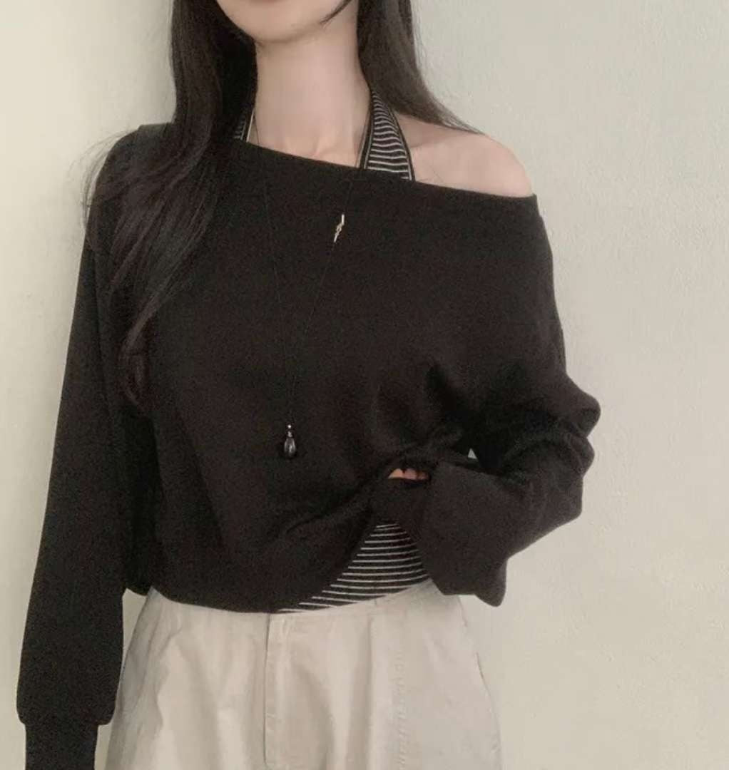 KR STRIPE SLEEVELESS & OVERSIZED SWEATSHIRT SET (3 COLORS)