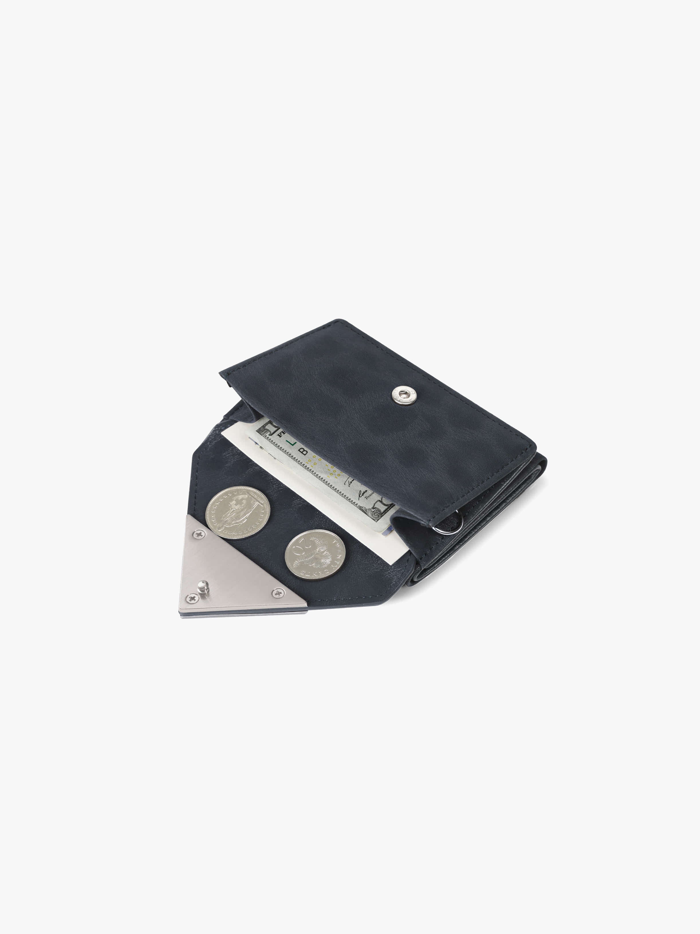 TRIANGLE TRIPLE WALLET (LEOPARD NAVY)