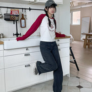 muahmuah - STITCH LOGO RAGLAN LONG SLEEVE (CHERRY)