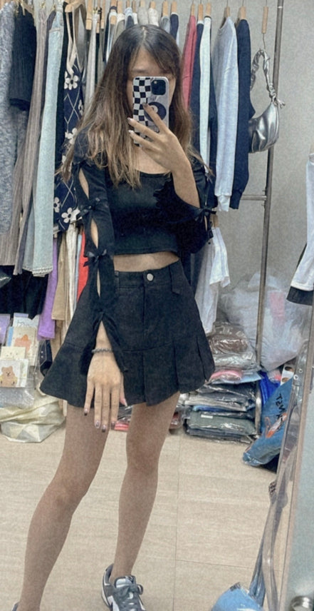 KR RIBBONS SLEEVES CARDIGAN (2 COLORS)