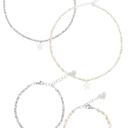 Almost Blue - PEBBLE BEADS FLOWER NECKLACE / BRACELET|2COLORS