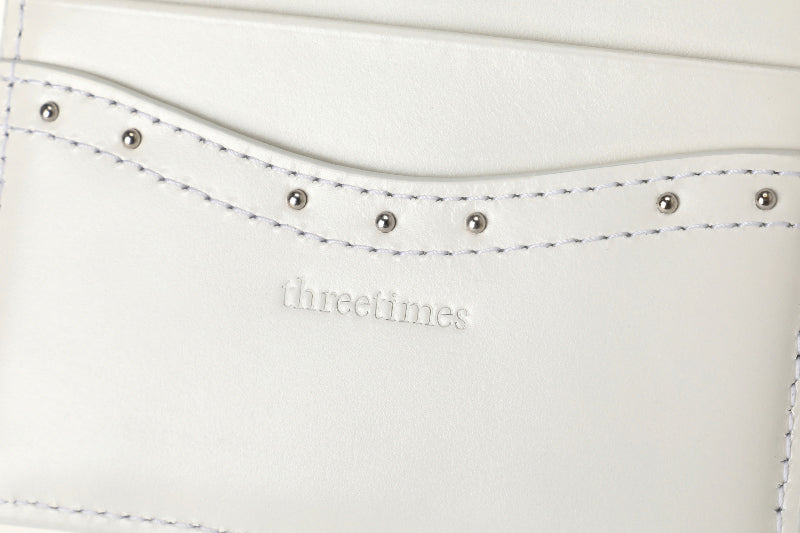 THREE TIMES - Classic stud card holder (Ivory)