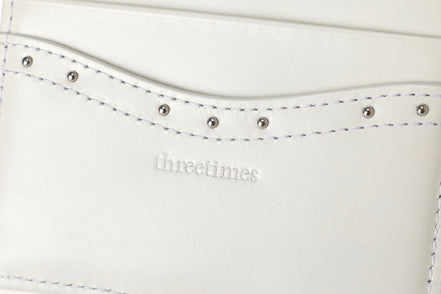 THREE TIMES - Classic stud card holder (Ivory)