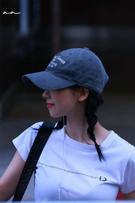 [KARINA同款] Dumaro - Pigment Washed Cotton Ball Cap (Grey Denim)