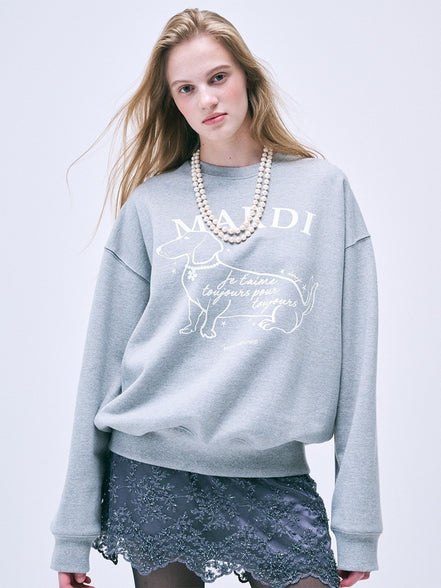 MARDI MERCREDI -SWEATSHIRT SWING THE TAIL DDANJI FLOWER CHOKER (GREY IVORY)