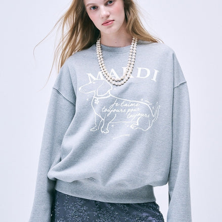 MARDI MERCREDI -SWEATSHIRT SWING THE TAIL DDANJI FLOWER CHOKER (GREY IVORY)