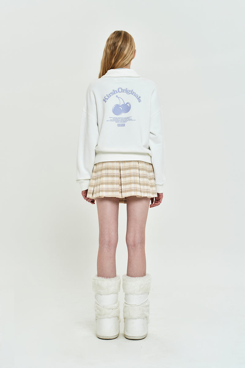 KIRSH - CHERRY ARCH CROP HALF ZIP UP [WHITE]