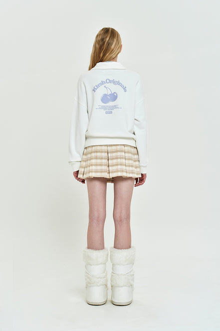 KIRSH - CHERRY ARCH CROP HALF ZIP UP [WHITE]