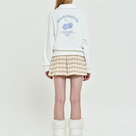 KIRSH - CHERRY ARCH CROP HALF ZIP UP [WHITE]