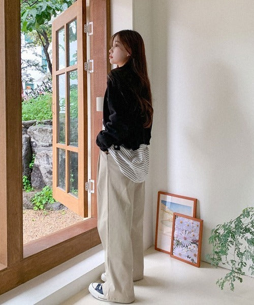 (現貨) muahmuah - cotton wide pants (beige)