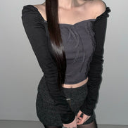 (現貨) KR TWO TONE LACE TOP (3 COLORS)