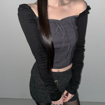 (現貨) KR TWO TONE LACE TOP (3 COLORS)