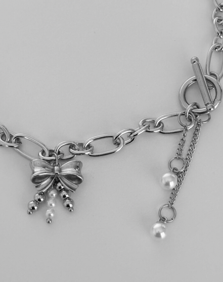 OFUSE - pearl drop choker (ribbon)