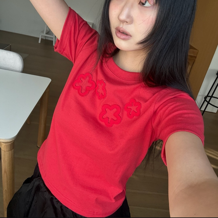 KR FLOWERS CROP TSHIRT (5 COLORS)