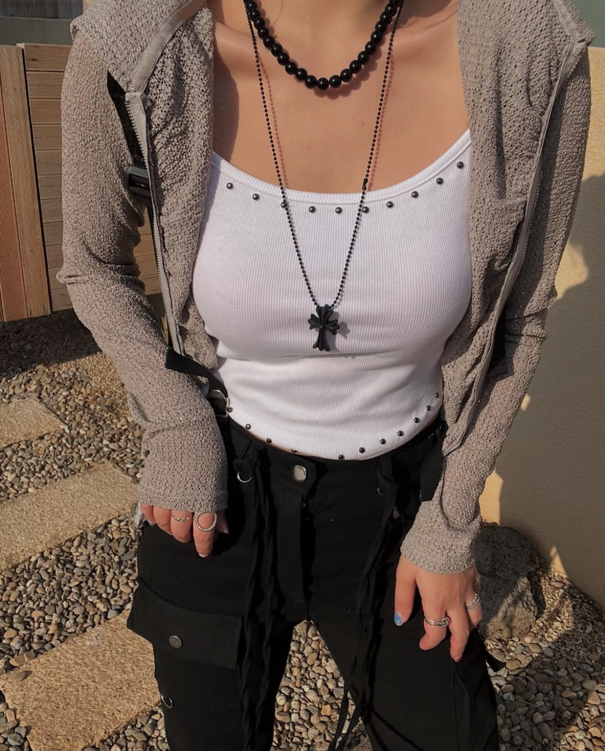 KR PUNK TOP WITH NECKLACE (3 COLORS)