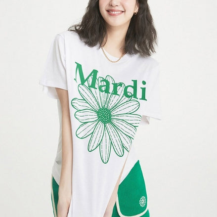 MARDI MERCREDI - TSHIRT FLOWERMARDI｜WHITE GREEN