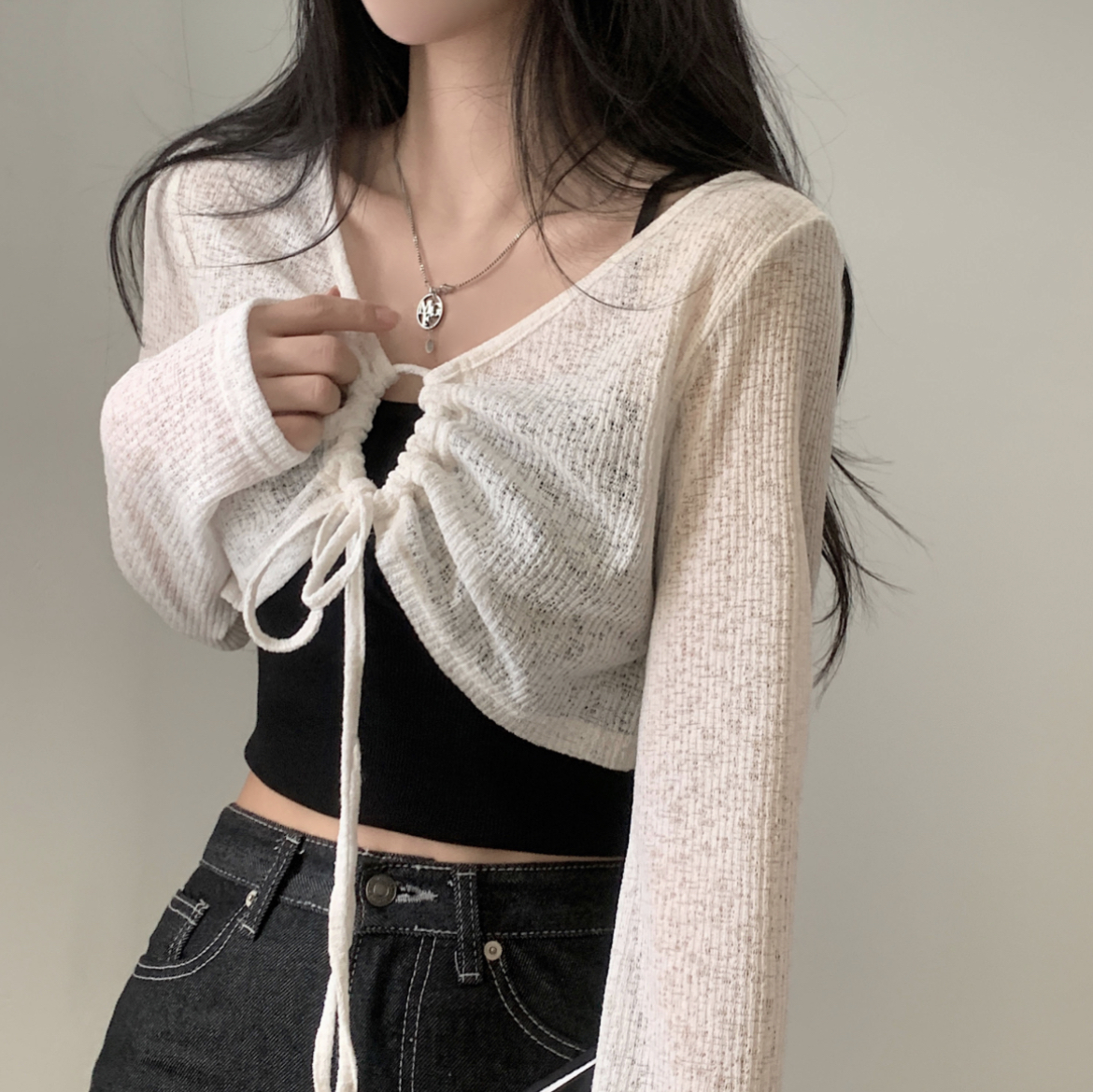 KR BUBBLE CROP CARDIGAN 3 COLORS