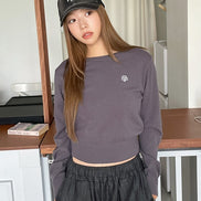 muahmuah - STITCH LOGO BASIC KNIT (DARK GREY)