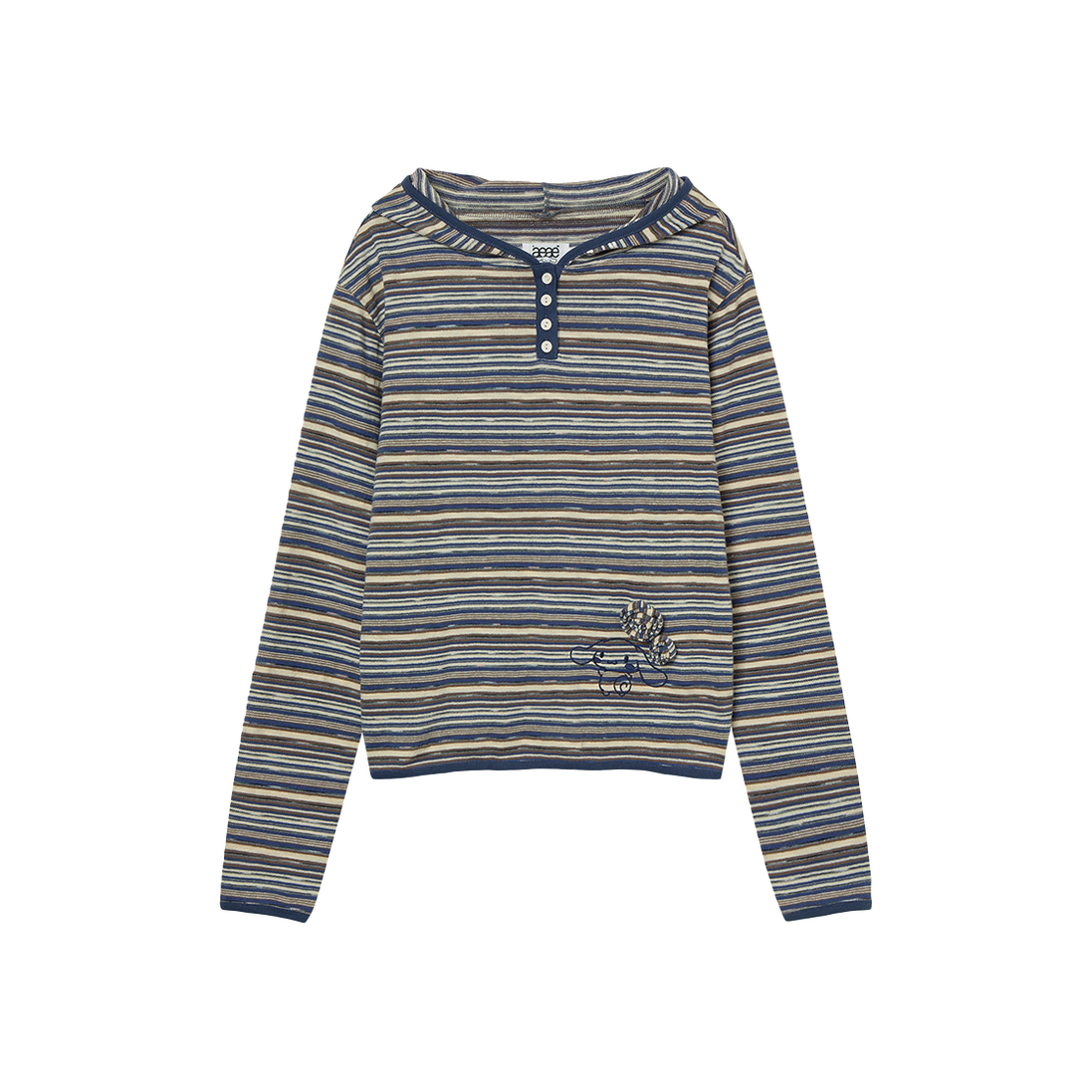 aeae x cinnamoroll - Stripe Knit Hoodie (Blue)