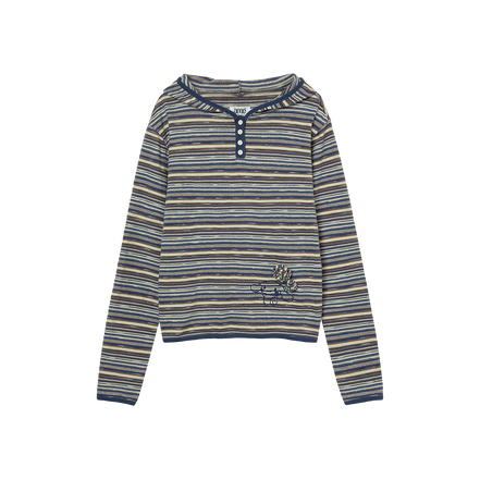 aeae x cinnamoroll - Stripe Knit Hoodie (Blue)