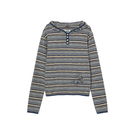 aeae x cinnamoroll - Stripe Knit Hoodie (Blue)