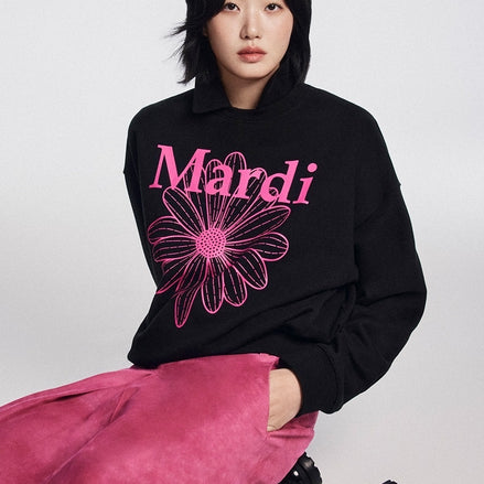 MARDI MERCREDI - SWEATSHIRT FLOWERMARDI (BLACK FUCHSIA)