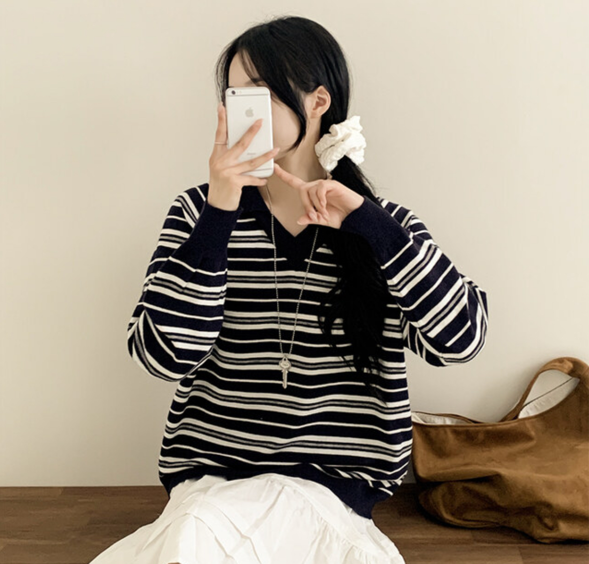 KR STRIPED COLLAR KNIT TOP (3 COLORS)