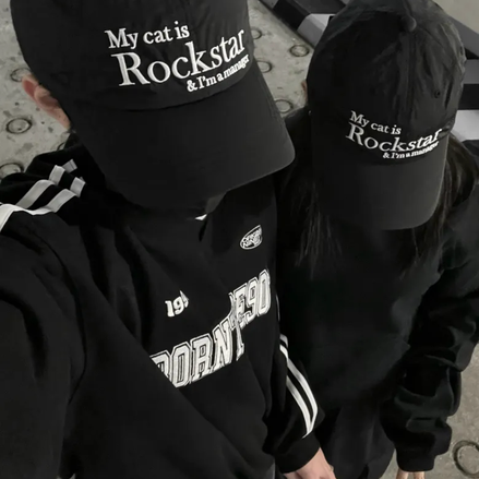JOEGUSH - Rockstar cat Nylon cap (Black)