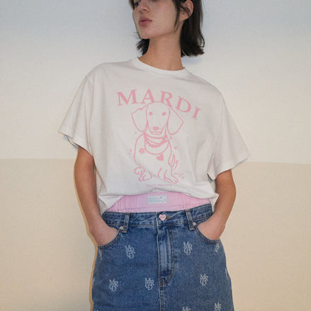 MARDI MERCREDI - TSHIRT SWING THE TAIL DDANJI PEARL NECKLACE (WHITE PINK)