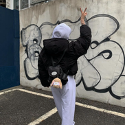 LOTSYOU -NOSTALGIA CHUBBY BACKPACK (BLACK) [JENNIE同款]