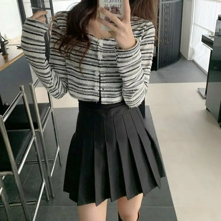 KR 薄款間條CROP CARDIGAN｜2 COLORS