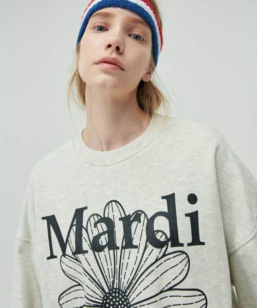 MARDI MERCREDI -  SWEATSHIRT FLOWERMARDI_OATMEAL BLACK