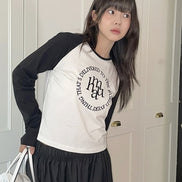 muahmuah - STITCH LOGO RAGLAN LONG SLEEVE (BLACK)
