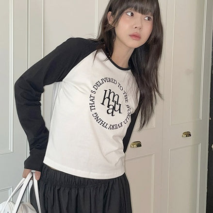 muahmuah - STITCH LOGO RAGLAN LONG SLEEVE (BLACK)