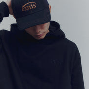 EMIS - WASHED DENIM BALL CAP-GRAY/BLACK