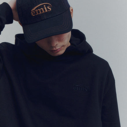 EMIS - WASHED DENIM BALL CAP-GRAY/BLACK