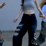 [KARINA同款] Rock Cake - Faye Damage Jeans (BLACK)